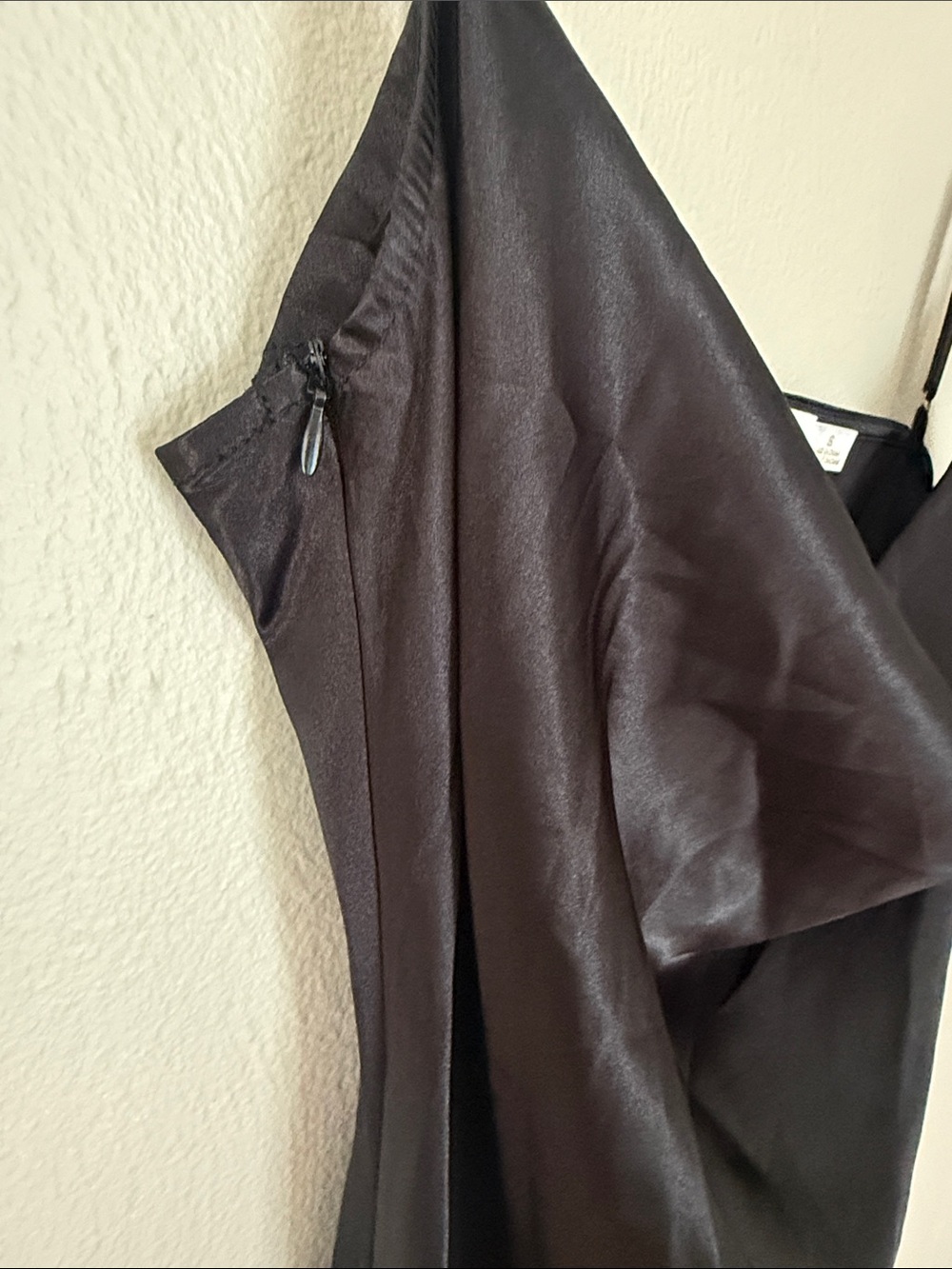 NWOT bishop + young Black Satin Slip Midi Dress with Cowl small - Picture 3 of 6